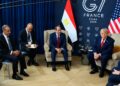 الرئيس المصري السيسي خلال لقائه دونالد ترامب في قمة مجموعة السبع في إيفيان