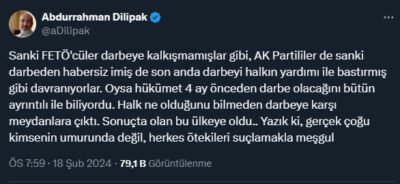 Abdurrahman Dilipak'tan şok 15 Temmuz iddiası: Hükümet 4 ay önceden darbe olacağını biliyordu 2 Abdurrahman Dilipak'tan şok 15 Temmuz iddiası: Hükümet 4 ay önceden darbe olacağını biliyordu