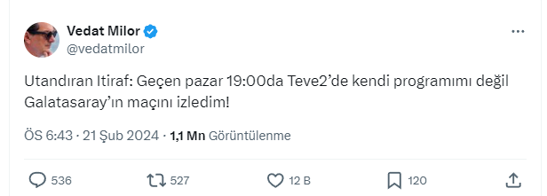 Vedat Milor’dan Galatasaray itirafı: Binlerce beğeni aldı 2 Vedat Milor’dan Galatasaray itirafı: Binlerce beğeni aldı
