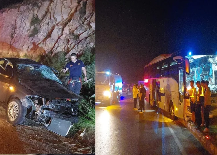 Otobüsün çarptığı otomobildeki 4 kişi hayatını kaybetti