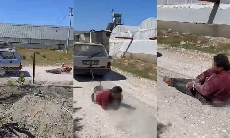 Komşusunu halatla otomobilin arkasına bağlayıp sürükledi