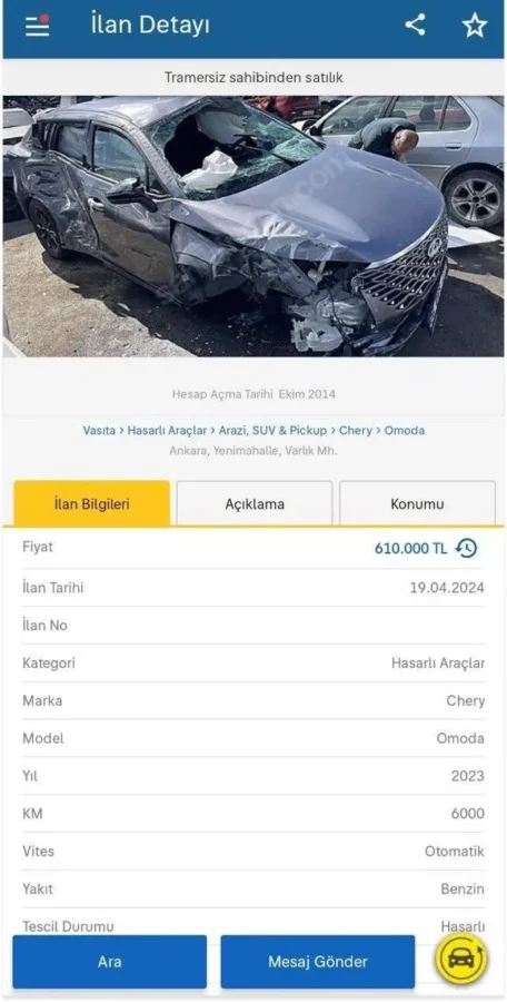 Pert araca 610 bin TL istedi: 'Ölücüler lütfen aramasın' 2 Pert araca 610 bin TL istedi: 'Ölücüler lütfen aramasın'