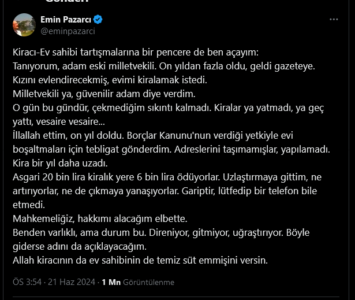 İktidara yakın gazeteci Emin Pazarcı da kiracısından şikayetçi 2 İktidara yakın gazeteci Emin Pazarcı da kiracısından şikayetçi