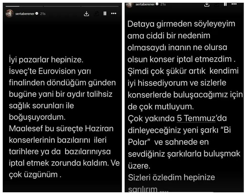 Sertab Erener sevenlerini korkuttu: Konserleri iptal oldu 2 Sertab Erener sevenlerini korkuttu: Konserleri iptal oldu