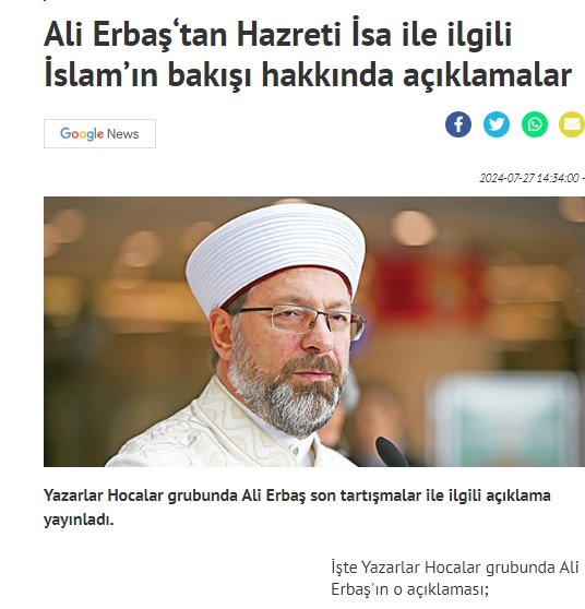Halis Gül yazdı l Tepkiler artınca Ali Erbaş, ‘Hazreti İsa öldü’ sözünü düzeltti 5 Halis Gül yazdı l Tepkiler artınca Ali Erbaş, ‘Hazreti İsa öldü’ sözünü düzeltti