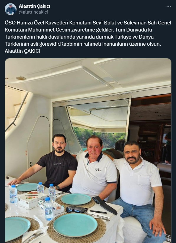 Çakıcı’dan ÖSO ile birlikte özel yattan ‘kama’lı paylaşım