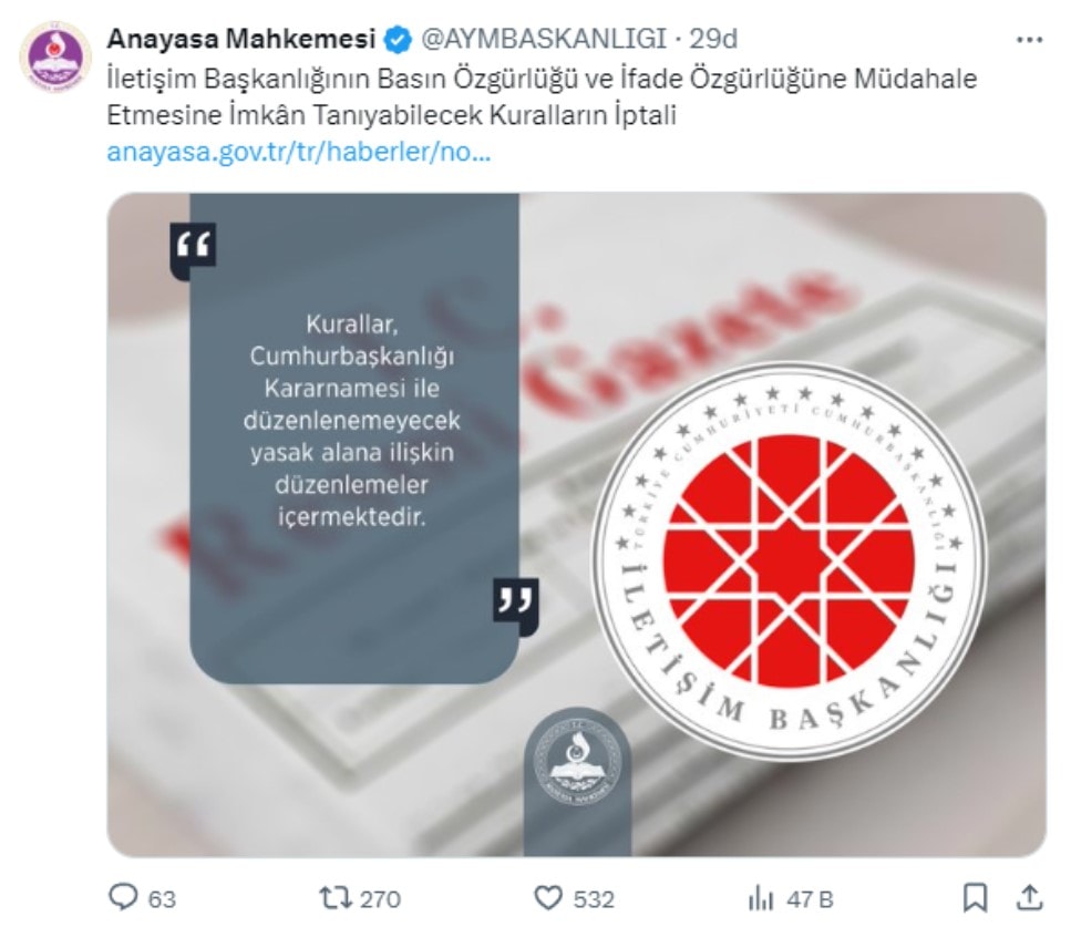 AYM’den garip hareket: Kendi kararını 1 saat geçmeden siteden kaldırdı