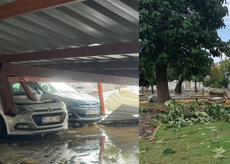 Tekirdağ’da fırtına… Çatılar uçtu, ağaçlar devrildi!
