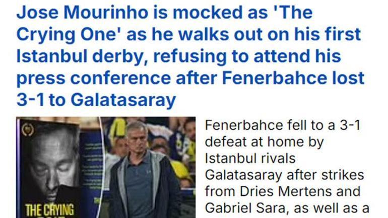Avrupa spor basını, derbiyi Mourinho üzerinden gördü: Alay konusu oldu
