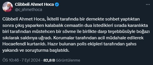 SON DAKİKA: 'Cübbeli Ahmet Hoca'ya saldırı!