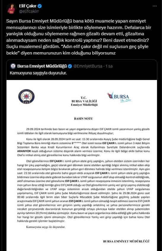 Elif Çakır’a ‘yanlış’ gözaltı 2 Elif Çakır’a ‘yanlış’ gözaltı
