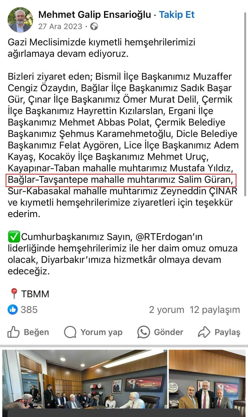 Cinayet şüphelisi amca Güran’ın AK Partili Ensarioğlu ile fotoğrafı çıktı