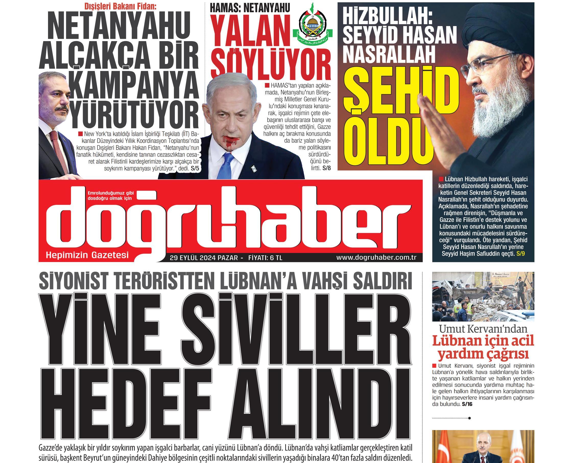 İktidar yanlısı gazeteler Nasrallah’ın ölümünü nasıl verdi? 6 İktidar yanlısı gazeteler Nasrallah’ın ölümünü nasıl verdi?