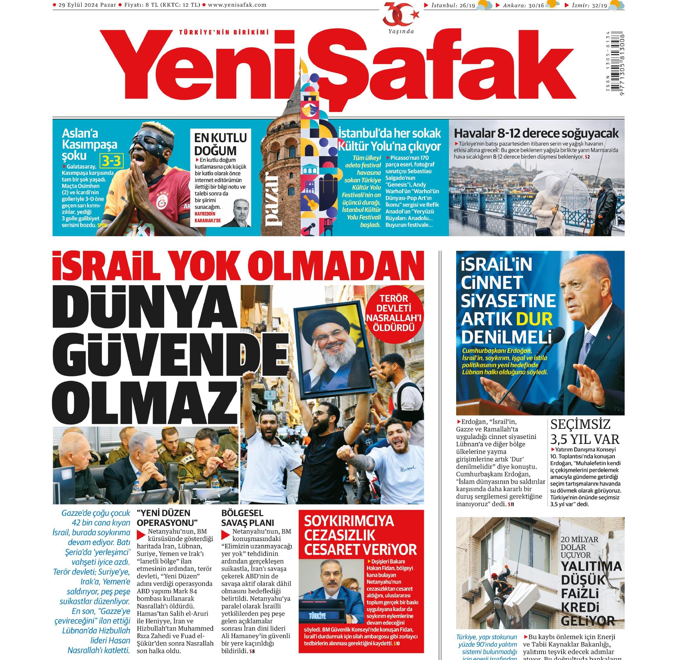 İktidar yanlısı gazeteler Nasrallah’ın ölümünü nasıl verdi? 4 İktidar yanlısı gazeteler Nasrallah’ın ölümünü nasıl verdi?