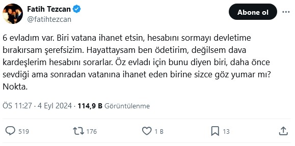 Fatih Tezcan yeniden gündem oldu: “Sisi ile barışırsa hesabı kapatırım” demişti 5 Fatih Tezcan yeniden gündem oldu: “Sisi ile barışırsa hesabı kapatırım” demişti