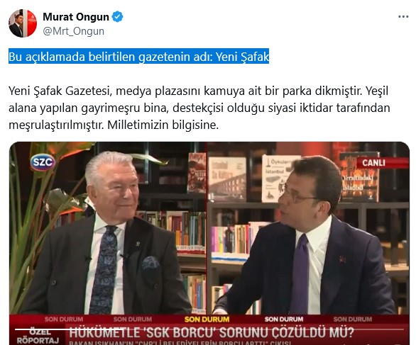 Yeni Şafak kamuya ait parka plazasını dikmiş, iktidar meşrulaştırmış