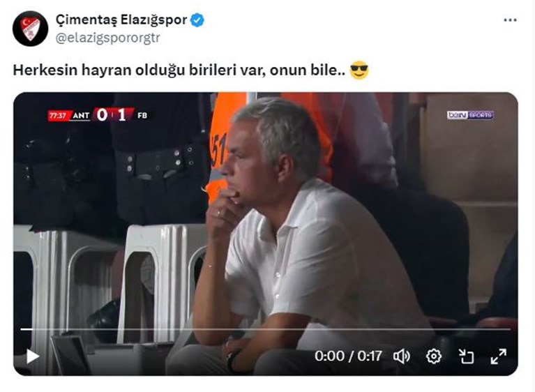 Elazığspor'dan sıradışı Jose Mourinho paylaşımı gündem oldu 2 Elazığspor'dan sıradışı Jose Mourinho paylaşımı gündem oldu