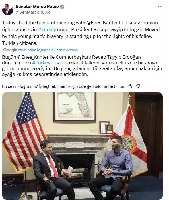 Enes Kanter'le görüşen ABD'nin yeni Dışişleri Bakanı adayı Marco Rubio, Türkiye'ye nasıl bakıyor? 2 Enes Kanter'le görüşen ABD'nin yeni Dışişleri Bakanı adayı Marco Rubio, Türkiye'ye nasıl bakıyor?