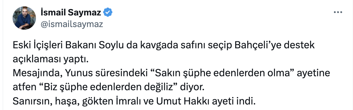 Süleyman Soylu, Devlet Bahçeli'ye destek verdi: Biz şüphe edenlerden değiliz 3 Süleyman Soylu, Devlet Bahçeli'ye destek verdi: Biz şüphe edenlerden değiliz