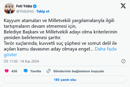 MHP'den kayyum açıklaması: Yeni bir seçim kanunu şart 2 MHP'den kayyum açıklaması: Yeni bir seçim kanunu şart
