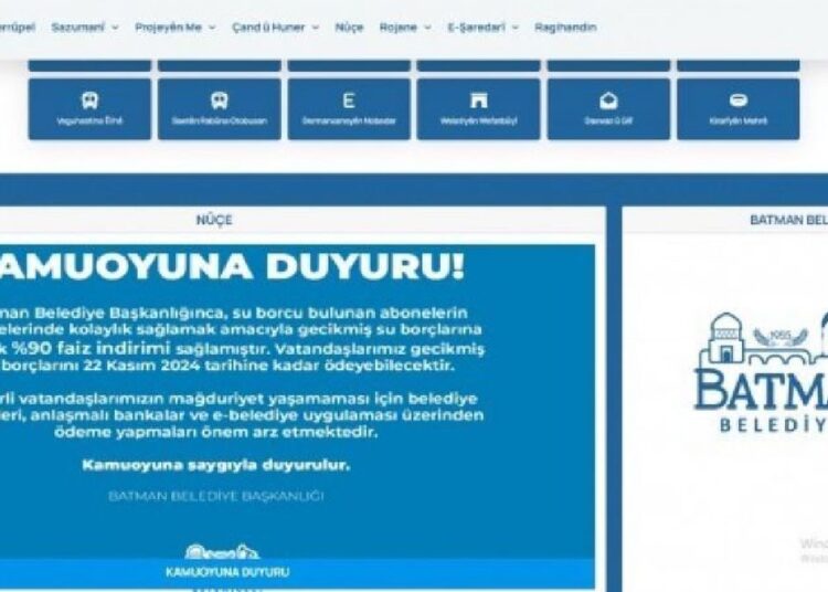 Batman kayyımı belediye sitesinden Kürtçeyi kaldırdı