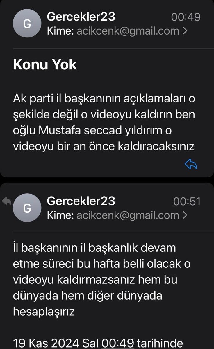 AK Partili başkanın oğlundan gazeteci Levent Gültekin’e tehdit 3 AK Partili başkanın oğlundan gazeteci Levent Gültekin’e tehdit