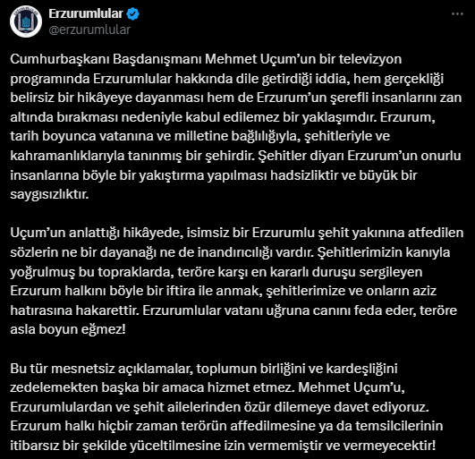 Mehmet Uçum'un şehit yakınıyla ilgili verdiği Apo örneği Erzurumluları küplere bindirdi 4 Mehmet Uçum'un şehit yakınıyla ilgili verdiği Apo örneği Erzurumluları küplere bindirdi