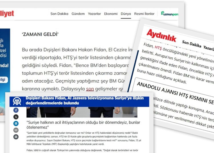 Fidan, ‘HTŞ’yi terör listesinden çıkarmanın zamanı geldi’ dedi, AA haberi sansürledi