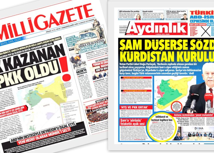 Milli Gazete ile Aydınlık, Şam’ın düşmesi konusunda aynı yaklaşımda