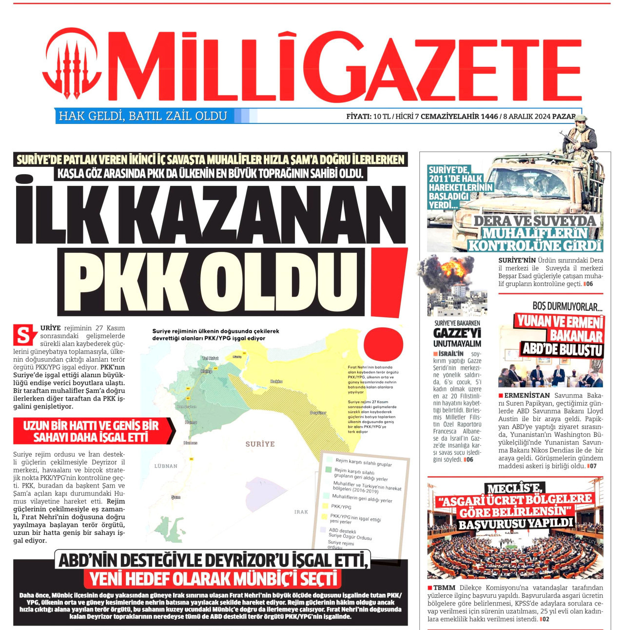 Milli Gazete ile Aydınlık, Şam’ın düşmesi konusunda aynı yaklaşımda