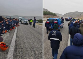 Çayırhan’da yürüyüşe geçen madencileri jandarma ablukaya aldı