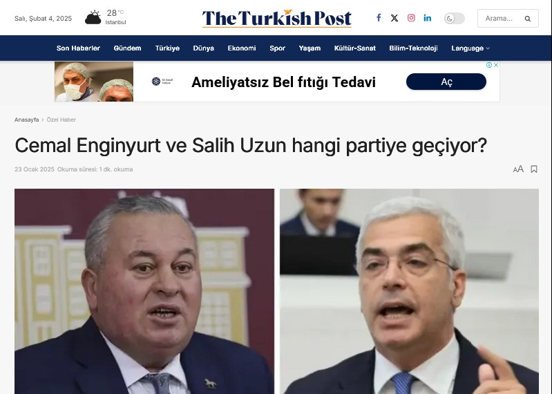 Turkish Post 23 Ocak’ta duyurmuştu: Enginyurt ve Uzun CHP’ye katıldı