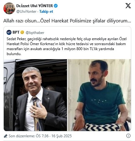 MHP'li Yönter’den Sedat Peker'e: Allah razı olsun