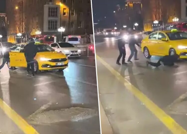 Yoldan geçen araçları durdurup taksicileri döven magandalar yakalandı 1 Yoldan geçen araçları durdurup taksicileri döven magandalar yakalandı