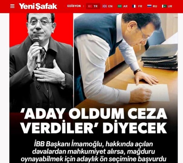 Yeni Şafak’tan ilginç manşet: “Aday oldum ceza verdiler diyecek” 1 Yeni Şafak’tan ilginç manşet: “Aday oldum ceza verdiler diyecek”