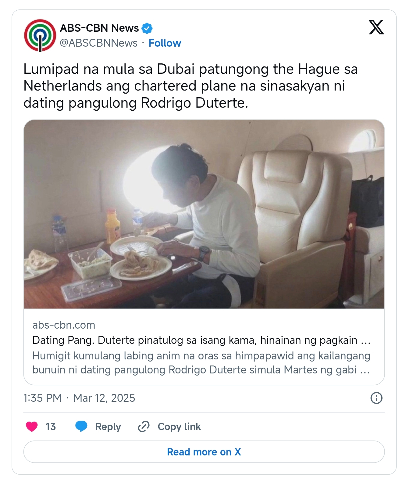 Manila'da gözaltına alınan Filipinler'in eski Devlet Başkanı Rodrigo Duterte Lahey'e getirildi