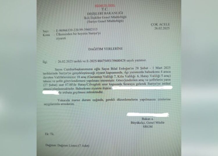 Bilal Erdoğan'ın Suriye ziyareti için 22 araç tahsis edilmiş 1 Bilal Erdoğan’ın Suriye ziyareti için 22 araç tahsis edilmiş
