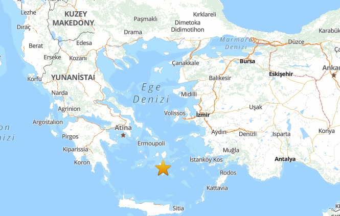 Ege Denizi'nde 4,2 büyüklüğünde deprem! 1 Ege Denizi’nde 4,2 büyüklüğünde deprem!