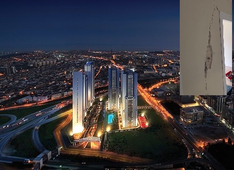 6.2'lik deprem sonrası lüks sitede yarıklar oluşmuş 1 6.2’lik deprem sonrası lüks sitede yarıklar oluşmuş