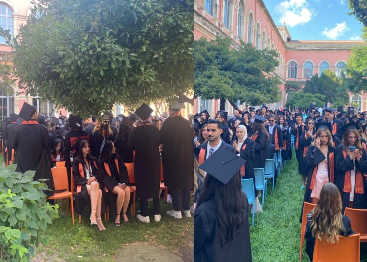 İTÜ mezuniyetinde dekan konuşurken öğrenciler kürsüye sırtını döndü 1 İTÜ mezuniyetinde dekan konuşurken öğrenciler kürsüye sırtını döndü