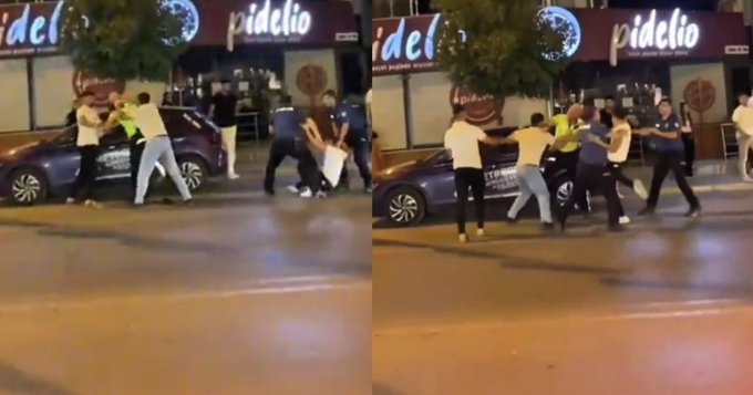 Kendilerine ceza yazan polise tekme tokat saldırdılar 1 Kendilerine ceza yazan polise tekme tokat saldırdılar